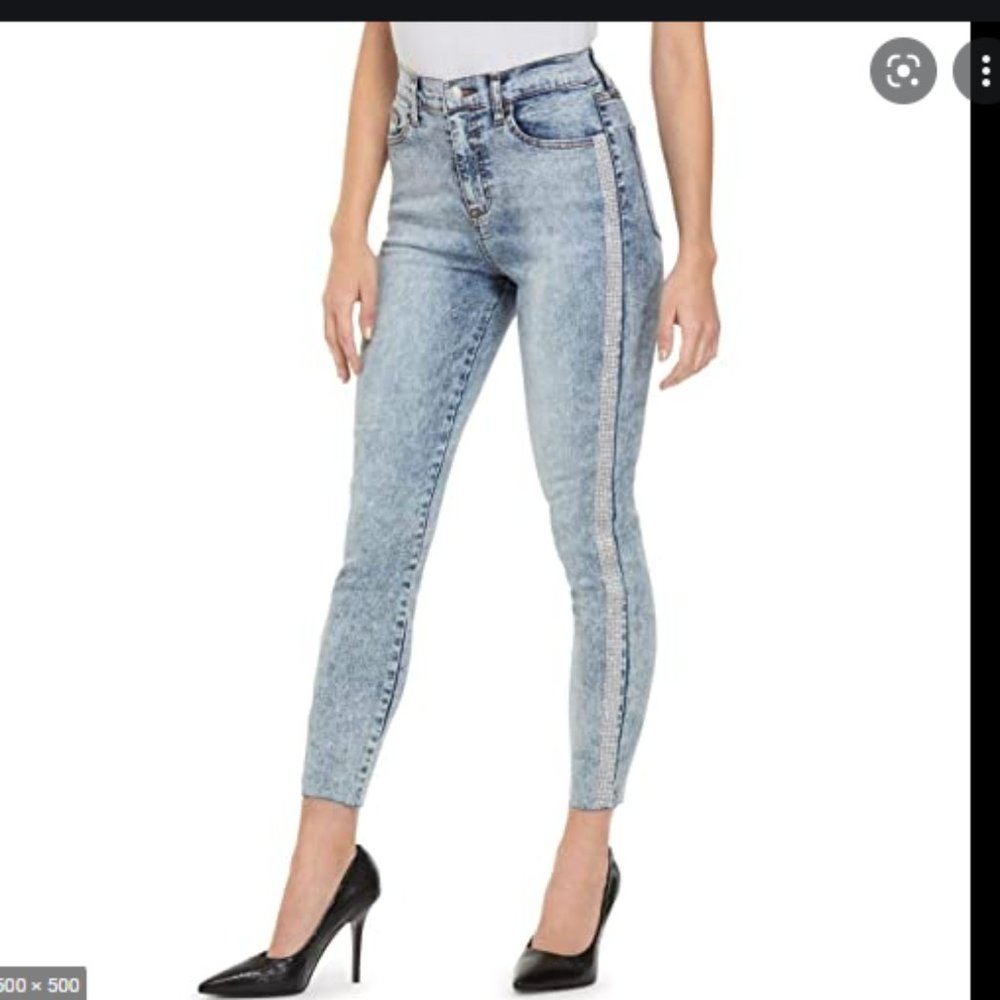 Guess side bling high rise skinny jeans